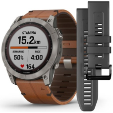 Купить Garmin Fenix 7x Sapphire Solar Titanium / Chestnut Leather Band Garmin Fenix 7x Sapphire Solar Titanium / Chestnut Leather Band