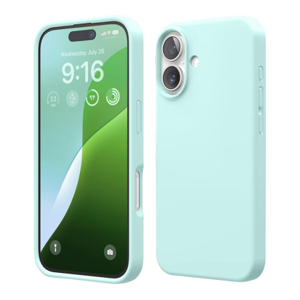 Чехол iPhone 16 Elago Soft Silicone Liquid Aqua Sky (Берюзовый)