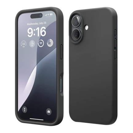 Чехол iPhone 16 Elago Soft Silicone Liquid Black (Черный)